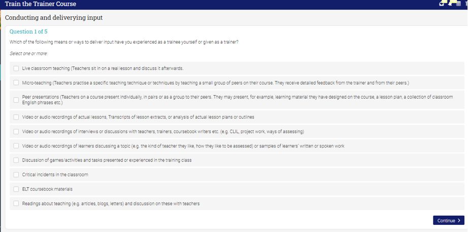 Train the Trainer online tasks Train the Trainer online tasks